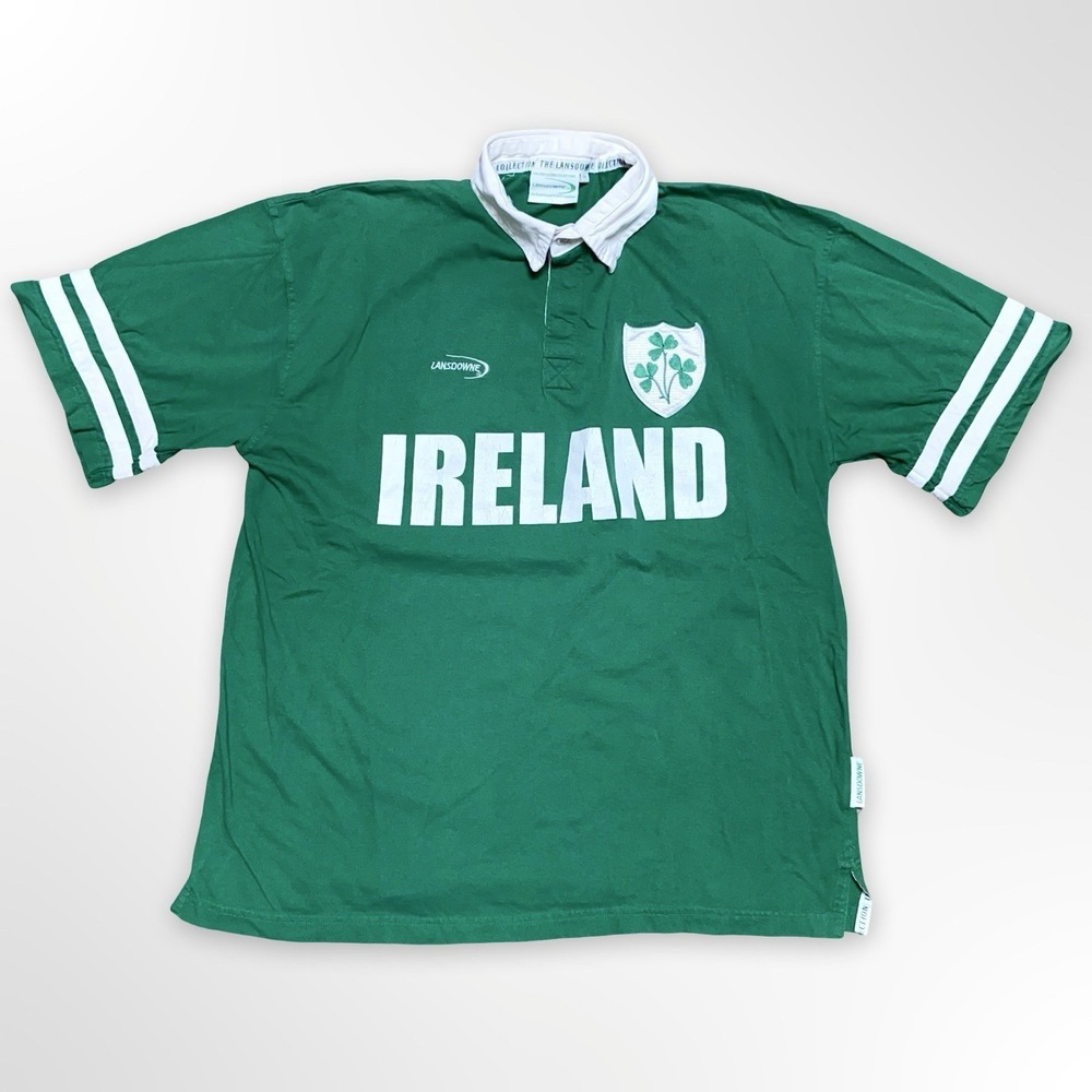 Vintage Ireland Rugby Jersey Men's XXL Green Lansdowne Shamrock Collared Shirt